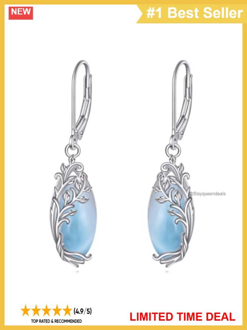 Tree of Life Teardrop Dangle Earrings Sterling Silver Leverback